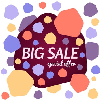 Big sale special offer banner on white background. Vector background with colorful design elements. Vector illustration.