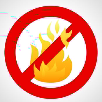 No fire. Red prohibition sign with fire flame isolated on white background. Vector illustration