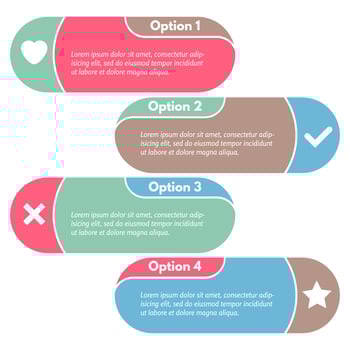 Four elements of infographic design with icons. Step by step infographic design template. Vector illustration