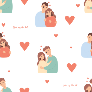 Seamless pattern with loving couple png