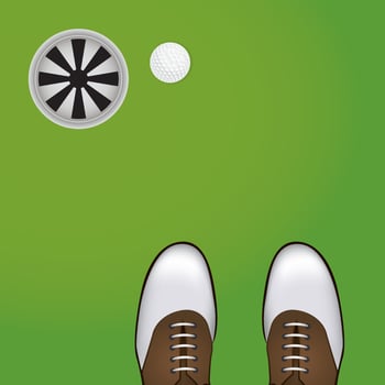 Golf Shoes Ball and Cup on Putting Green Illustration vector