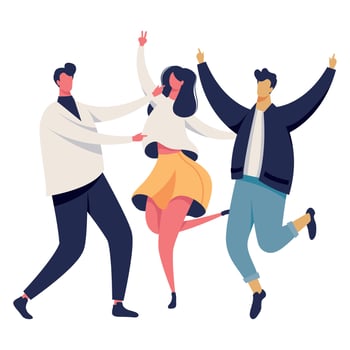 three young persons dancing vector