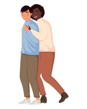 interracial gay couple vector