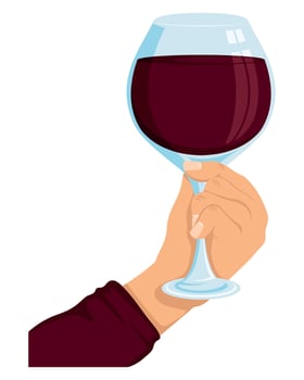 hand with redwine cup vector