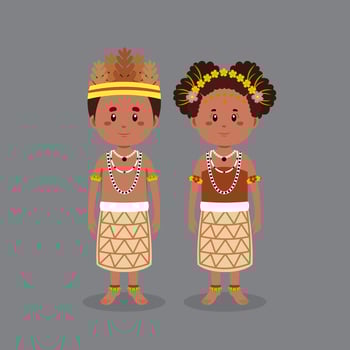 Couple Character Wearing Fiji Australia Traditional Outfit vector