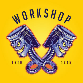 Angry piston racing logo illustration Vector for your work Logo, mascot merchandise t-shirt, stickers and Label designs, poster, greeting cards advertising business company or brands.