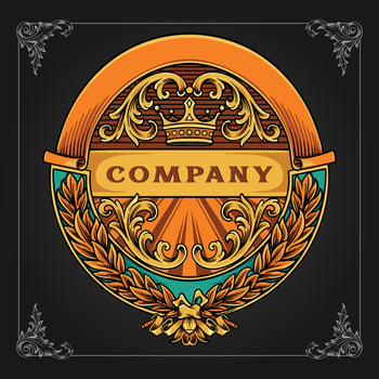 Vintage luxury label swirls ornament Vector illustrations for your work Logo, mascot merchandise t-shirt, stickers and Label designs, poster, greeting cards advertising business company or brands.