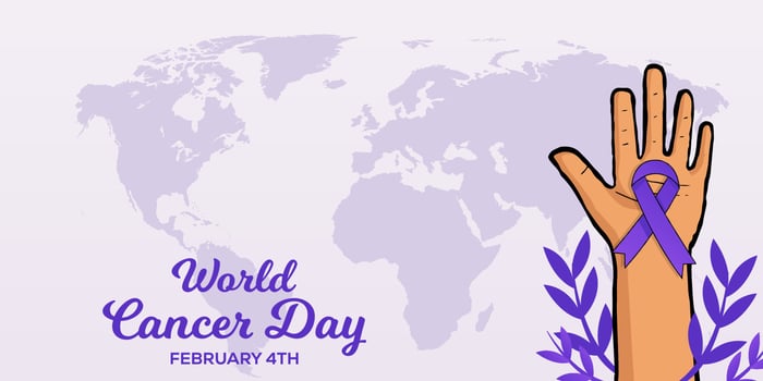 hand drawn world cancer day horizontal banner illustration vector