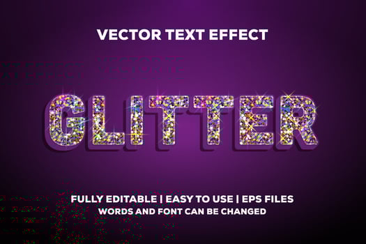 colorful glitter text effect fully editable vector