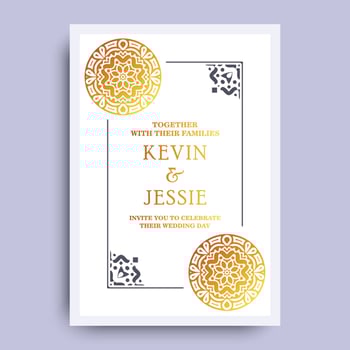 Elegant mandala wedding invitation card template design vector