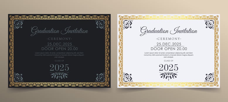 Elegant graduation invitation template with ornament vector