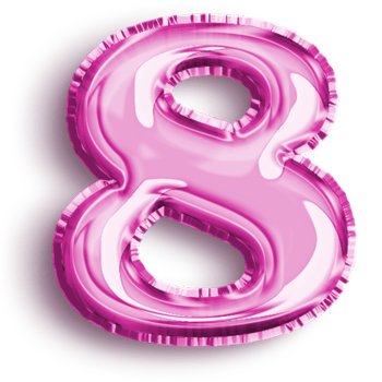 Number 6 metallic pink number balloon. Airfoil filled number illustration isolated on transparent background. Design element for festive party decoration png