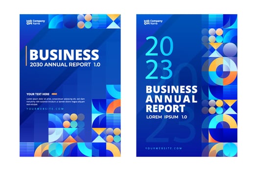 Gradient Dark Blue Business Annual Report Cover Template vector