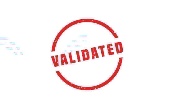 VALIDATED rubber stamp with grunge style on white background vector