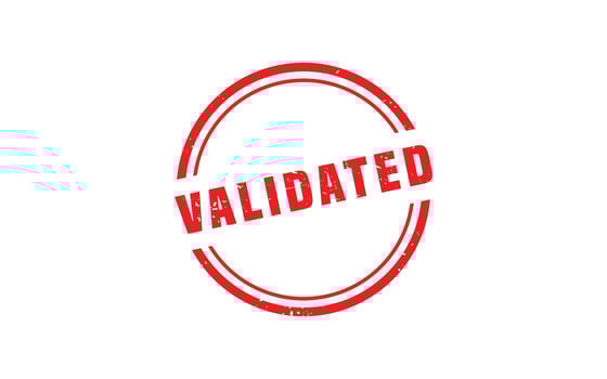 VALIDATED rubber stamp with grunge style on white background vector