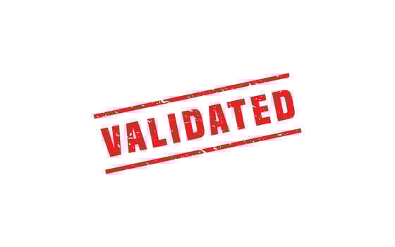 VALIDATED rubber stamp with grunge style on white background vector
