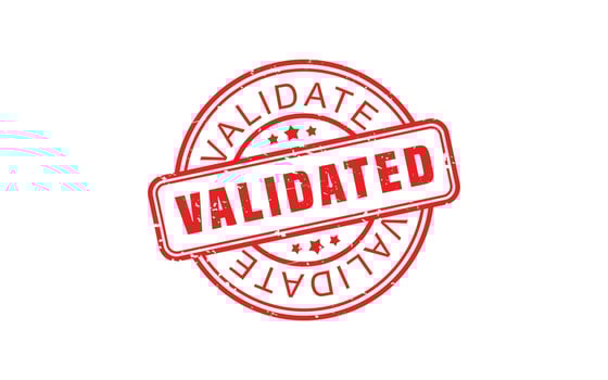 VALIDATED rubber stamp with grunge style on white background vector