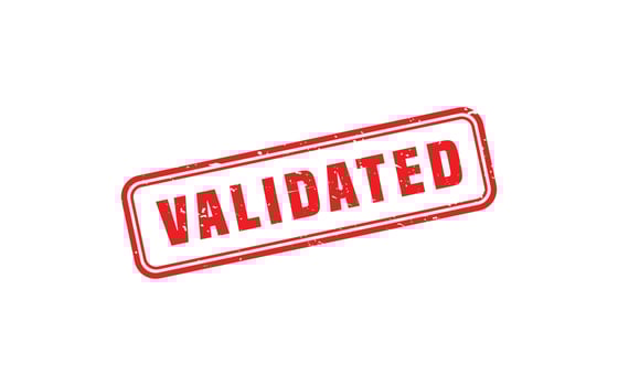 VALIDATED rubber stamp with grunge style on white background vector