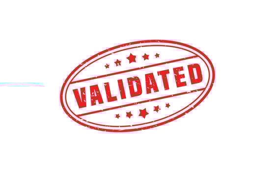VALIDATED rubber stamp with grunge style on white background vector