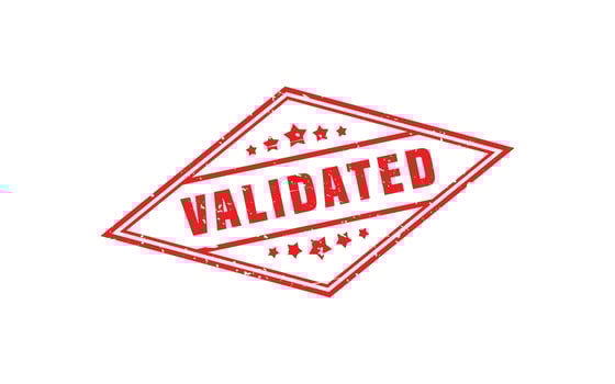 VALIDATED rubber stamp with grunge style on white background vector