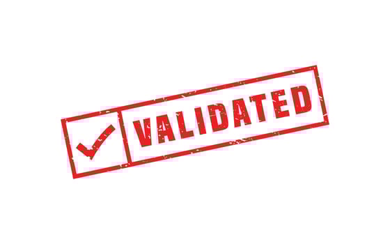 VALIDATED rubber stamp with grunge style on white background vector
