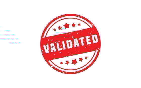 VALIDATED rubber stamp with grunge style on white background vector