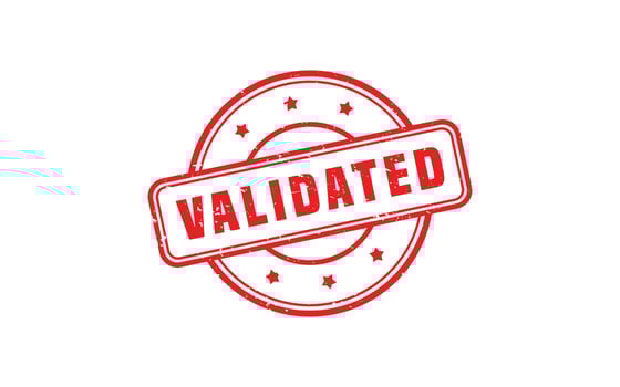 VALIDATED rubber stamp with grunge style on white background vector