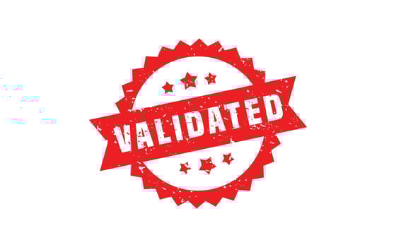 VALIDATED rubber stamp with grunge style on white background vector