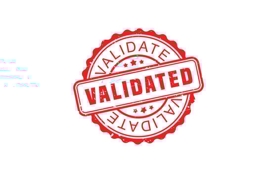 VALIDATED rubber stamp with grunge style on white background vector