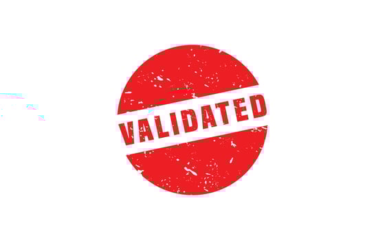 VALIDATED rubber stamp with grunge style on white background vector