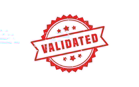 VALIDATED rubber stamp with grunge style on white background vector