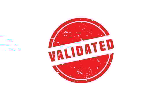 VALIDATED rubber stamp with grunge style on white background vector