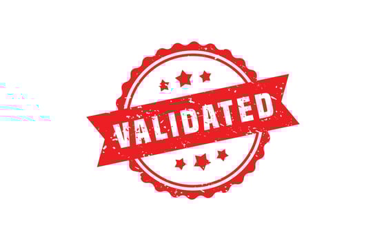 VALIDATED rubber stamp with grunge style on white background vector