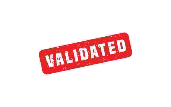 VALIDATED rubber stamp with grunge style on white background vector