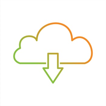 Beautiful Cloud download Line Vector Icon