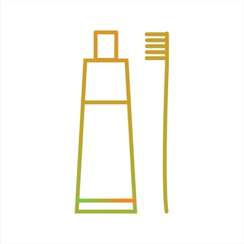 Beautiful Tooth paste And Brush Line Vector Icon
