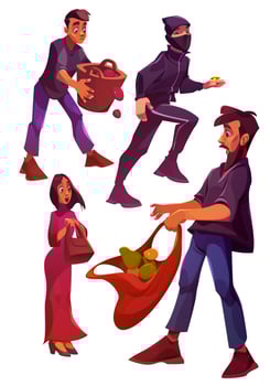 Cartoon characters, male and female personages set vector