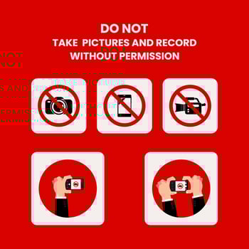 Do not take pictures and record without permission sign and symbol graphic design vector illustration