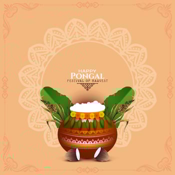 Happy Pongal Indian traditional festival background vector