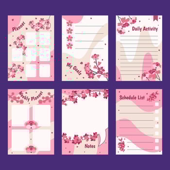 Peach Blossom Journal Template Collection vector