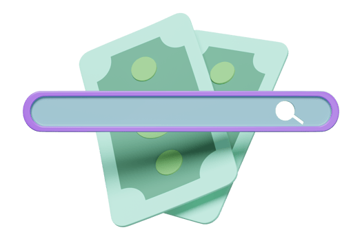 3d search bar blank with banknote icon isolated. economic movements, business finance search engine, web browsing, strategy concept, 3d render illustration png