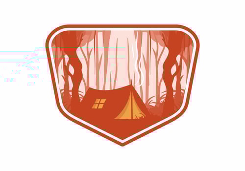 Camping tent in a dense forest flat illustration vector
