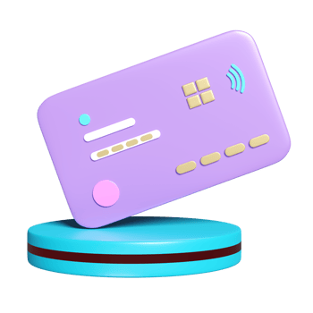 3d credit card with stage podium isolated. saving money wealth business, cashback money refund concept, 3d render illustration, png