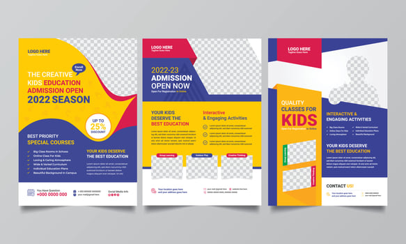 Kids Back To School Education Flyer Design. vector