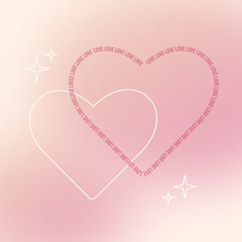 Happy Valentine's day vector greeting card. Two lines hearts on gradient pink background. Design template for Valentines banner, social media post, flyer, party invitation, shop, sale, promotion