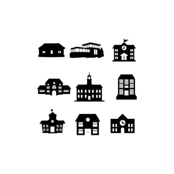 school building illustration set creative design vector