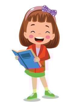 Little boy reading book illustration vector