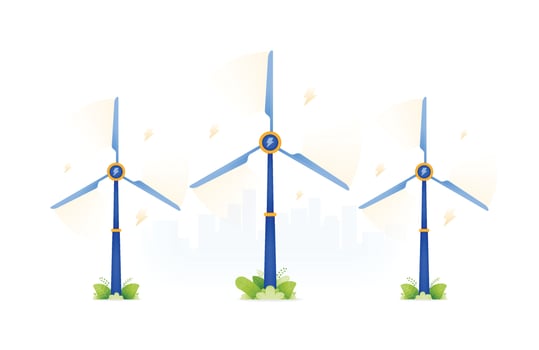 design illustration of green energy that is environmentally and socially friendly by using wind turbine. windmill low energy emissions and safe. can be used for web, website, posters, apps, brochures vector
