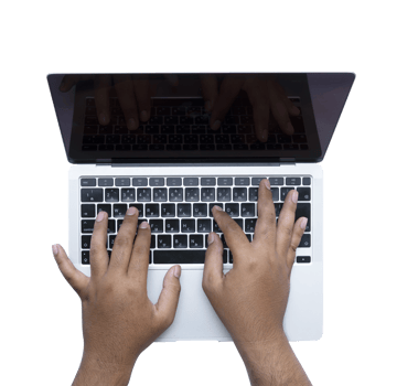 Hands typing on a laptop isolated png