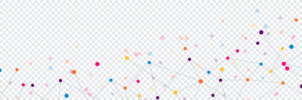 Website header or banner design with abstract geometric background. Connecting dots and lines. Global network connection. Vector illustration
